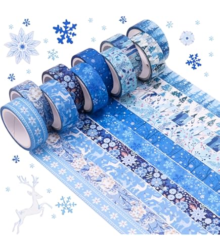 AEBORN Christmas Washi Tape Set, 18 Rolls Black Gold Foil Xmas Decorative Tapes With