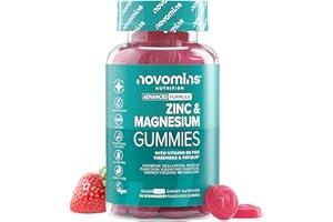 Magnesio Complex con Zinc y Vitamina B6 - Sin Azucar - 60 Gominolas con Citrato de Magnesio - Vegano y Sin Gluten - Gominolas para el Cansancio y Recuperación Muscular - Novomins