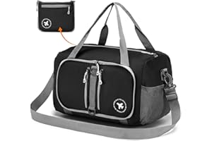 BKAZV Bolsa Viaje 40x20x25 Ryanair, Plegable Bolso de Mano Bolsa de Viaje Maletas de Viaje Nailon Impermeable Maleta de Mano Bolsa Fin de Semana Neceser Viaje para Vuelo, Camping, Schwarz
