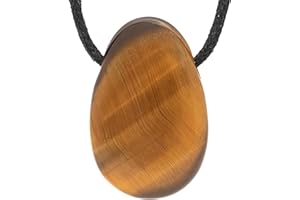 Lebensquelle Plus Tigerauge Tropfenanhänger | Gebohrter Trommelstein Tropfen Anhänger mit Baumwollband | Hochwertiger Edelsteinanhänger