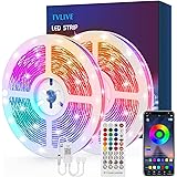 TVLIVE Striscia LED, Strisce LED 15 Metri, Luci Led RGB Controllo App e Bluetooth Telecomando IR, 28 Modalità, Luci Led Camer