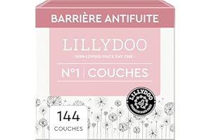 LILLYDOO - Couches Bébé Hypoallergéniques, Taille 1 (2-5 kg), Box mensuelle (144 pièces), Ultra Douces et Absorbantes, sans Parfum et Lotion pour les peaux sensibles, Testées dermatologiquement