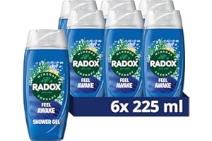 Radox Mineral Therapy Feel Awake 2-in-1 Body Wash & Shampoo Shower Gel with a sea mineral & fennel fragrance for a refreshing experience 6x 225 ml