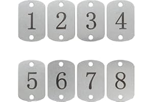 STAYMAX Étiquettes rectangulaires numérotées en acier inoxydable avec deux trous (1 à 25)