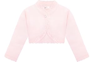 Lilax Little Girls' Knit Long Sleeve Button Closure Bolero Cardigan Shrug