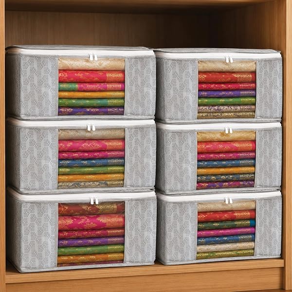 Homestrap Set of 6 Non-Woven Printed Saree Cover/Cloth Storage/Wardrobe…