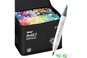 Ohuhu Alkoholmarker 120 Färger, Dubbelspetsad Borste & Fin Spets Lämplig för Konstnärer studenter för Målning Färgläggning +