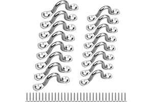 HAOBIN 16 PièCes Boucles De Pont pour Kayaks Boucles Pont pour Kayaks Boucles De Pont pour Kayaks Plate Pontet Inoxydable Oeil Plaque Canoe Boucle Pont avec 32 Vis pour GréEment Canoë Kayak(4mm,5mm)