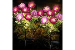 FWLWTWSS Solar Lights Outdoor Garden - 2 Pack Snow Lotus Solar Garden Lights, Garden Lights Solar Powered Waterproof with 7 Small Snow Lotus Flowers, Garden Ornaments Outdoor (Purple)