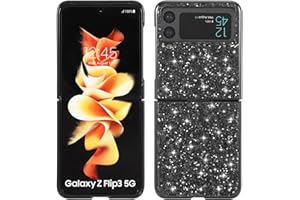 TOOBY Cover per Samsung Galaxy Z Flip 3 5G Custodia con Glitter Bling Scintillante Brillantini [Tre Strati] per Donna [Supporta la Ricarica Wireless] per Samsung Galaxy Z Flip 3 5G (NERO)