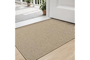 DEXI Door Mat 60 x 90 cm, Doormat Indoor Non-slip Dirt Trapper, Absorbent Inside Entrance Rug, Washable Low Profile Floor Mats for Entryway, Beige