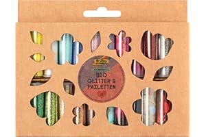 folia 5781 - Bio Glitter & Pailletten Set RAINBOW L, 20 Tuben, organischer Glitzer und Pailletten in verschiedenen Formen und Farben, zum Verzieren und Dekorieren