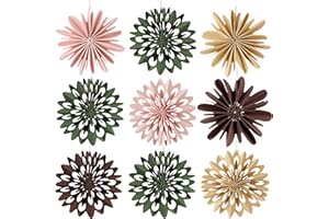 ‎EASY JOY EASY JOY 9 Stück Weihnachten Deko, 3D Mini Weihnachten Papier Fächer Ornamente,Pappsterne, Christbaumschmuck, Skandinavische Weihnachtsdeko für Weihnachtsbaum und Tischdeko,Weihnachtsfeier