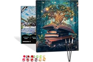 Bougimal Pintura por números Paisaje adulto con marco, pinceles y pinturas acrílicas - 40 x 50 cm, árbol mágico