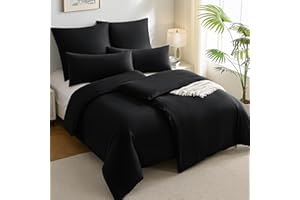 ‎JELLYMONI JELLYMONI Bettwäsche 135x200 Baumwolle 4-Teilig Bettwäsche-Sets Schwarz Oeko-Tex 100% Gewaschene Baumwolle 2 Bettbezüge mit Reißverschluss und 2 Kissenbezüge 40X80 mit Umschlag 4tlg. Bettwäsche