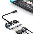 RREAKA Switch Dock for Nintendo Switch OLED, 3 in 1 Switch TV Adapter with 4K HDMI, USB 3.0 Port, Type C 100W Charging, Portable Switch Docking Station Travel, for Samsung Dex S24, MacBook