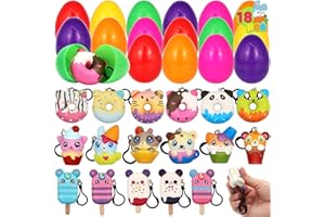 JOYIN 18 sztuk wstępnie wypełnionych jajek wielkanocnych z Squishy Toy Squeeze, zabawka, breloczek do kluczy dla dzieci, wielkanocny, powoli rosnący, redukcja stresu, do wypełniania koszyków