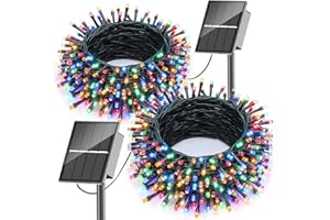 SOLARBABY Lot de 2 Guirlande Lumineuse Exterieur Solaire,12m 100 LED Noël Guirlande Lumineuse Solaire Étanche 8 Modes, Guirlande Solar Pour Cour Fête Jardin Noël Décoration Exterieur - Multicouleur