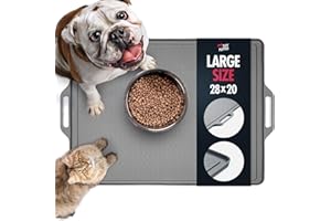 Tuff Pupper 70 x 50 cm große, wasserdichte Futtermatte für Haustiere, erhöhte Kanten verhindern Verschütten, leicht zu reinigen, spülmaschinenfest, hält Futter und Wasser vom Boden, rutschfeste