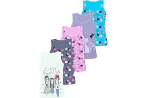 LOREZA ® 5 Mädchen Baumwolle Unterhemden Tank Top Kinder - Gr. 92-170