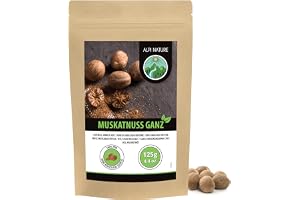 Alpi Nature Muskotnöt Hel 125g, Hel Muskotnöt för Matlagning, Bakning, Glögg och Äggtoddy