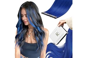 RUNATURE Extension Biadesive Capelli Veri 10 Pezzi 30cm Blu Extension Capelli Invisibile 20g #Blue
