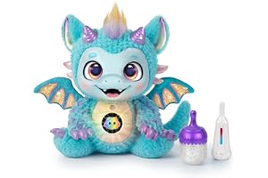 Little Live Pets My Magical Dragon – Skye, interaktiv plyschleksak, över 60 ljud och reaktioner, 26,8 cm stor, magisk digital display, 5 spelalternativ, vård tillbehör, från 4 år