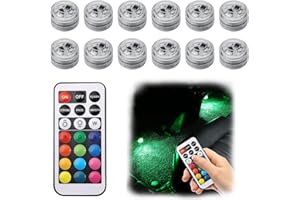 Editbar 12 Stück Mini LED Lichter Wasserdicht - Unterwasser Lichter für Aquarium, Fischbecken, Badewanne Pool & Party, LED Kerzen Teelichter mit IP65, Mehrere Farben Verfügbar und Timer-Funktion