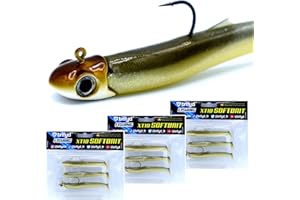 Trifyd® Fishing - Señuelo flexible XT10 de 10 cm para pesca de lucio y carnívoros, kit de 3 señuelos flexibles con 1 cabeza plomada