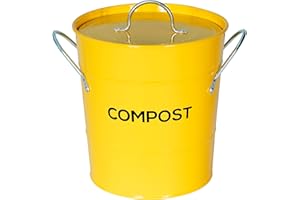 THE CADDY COMPANY Yellow Metal Kitchen Compost Caddy - Composting Bin for Food Waste Recycling