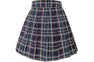 HOEREV Donne Ragazze Svasato Casual Mini Scuola Tennis Skater Casual Gonna Danza con Due Tasche Laterali e Pantaloncini Interni