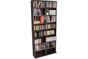 Atlantic Oskar Adjustable Media Cabinet - Holds 464 CDs, 228 DVDs or 276 Blu-rays, 12 Adjustable and 4 fixed shelves PN in Espresso