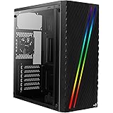 Aerocool Streak PC Gaming Case, Mid-Tower, ATX, RGB, 18 Lighting modes, Full Window, Ideal for First Time and Experienced gam