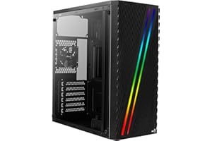 Aerocool Streak PC Gaming Case, Mid-Tower, ATX, RGB, 18 Lighting modes, Full Window, Ideal for First Time and Experienced gamers , Black