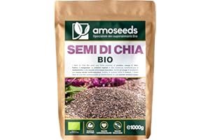 AMOSEEDS Semi di Chia Bio 1KG | Proteine, Salute Cardiovascolare | 100% Biologici, Senza Glutine, Qualità Superiore
