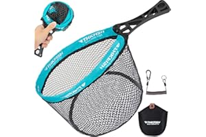 ‎THKFISH THKFISH Fly Fishing Landing Net, Foldable Landing Trout Net with ABS Handle,Rubber Coated Mesh Trout Net with Tackle Bag for Trout Bass Catch and Release, Portable Fly Fishing Gear,M/L