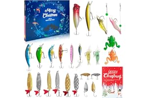 LAMVPINY Fishing Blind Box, Fishings Tackle Advent Calendar Lure Kits 24pcs, Tackle Box Tackle Box Included Crankbaits, Spoon, Hooks, Jigs