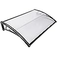 Front Door Canopy Outdoor 120x80cm, Rain Shelter Awning Window Roof Cover for Door Porch Canopy Rain Protector Polycarbonate Roofing Sheets Awning Patio Door Canopies for Outside (Black)