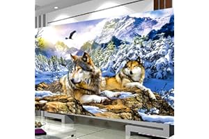 Trayosin 5D DIY Diamond Painting Schnee Wolf, Diamant Painting Tier Bilder Groß für Erwachsene Kinder, Diamant Malerei Set Kristallstrass-Stickerei, Kunsthandwerks-Zubehör, Wanddekoration (100x70cm)