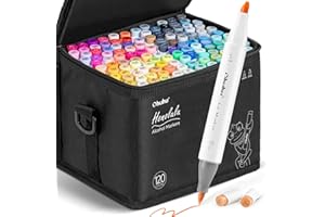 Ohuhu Pennarelli ad alcool con punta a pennello, set di pennarelli artistici a doppia punta per artisti e adulti, illustrazioni da colorare - 120 colori - pennello e scalpello a doppia punta -