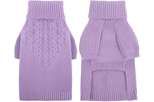 CITÉTOILE Klassischer Gestrickter Hundepullover mit Rollkragen, Weicher und Warmer Hundepulli für Kaltes Wetter, Innen- und Außenge Strickweste für Kleine Mittlere Große Hunde, lila, M