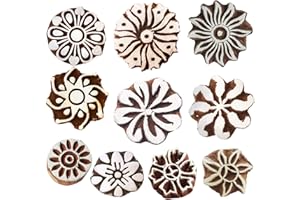 ‎ROYAL KRAFT Royal Kraft Runden Hölzern Drucken Stempel (Set von 10) - DIY Henna Stoff Textil Papier Ton Töpferei Blöcke Htag2163