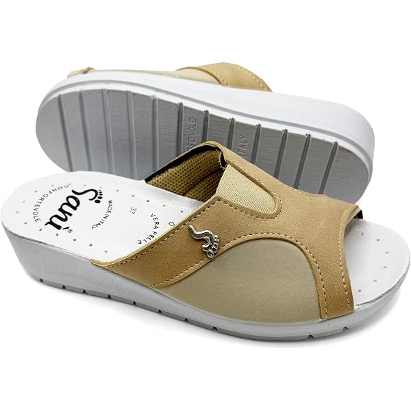 Ciabatte Sanitarie Donna Embi Comfort Doppia Fibbia, Tomaia Animalier E Plantare Memory Foam, Made In Italy