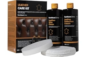 ‎FURNITURE CLINIC Furniture Clinic - Komplettes Lederpflege-Set | Lederreiniger & Schutzcreme für Sofas, Autos, Möbel | Das Premium Set ist mit einem Lederduft angereichert und enthält je 500ml Reiniger & Conditioner