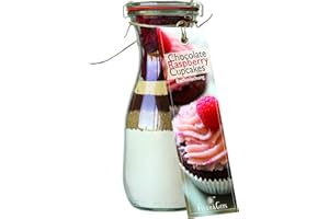 FEUER UND GLAS Backmischung im Glas für Chocolate Raspberry Cupcakes – Raffinierte Geschenk-Idee für Backfreunde – Gourmet Backzutaten im Weckglas für Schokoladen-Himbeer-Cupcakes – Mini-Kuchen Fertig-Mischung als Party-Snack oder Dessert – von Feuer & Glas