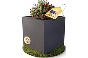 ‎ONDIS24 Ondis24 Pflanzkübel Vulkan Pierre 50, Blumentopf 50 x 50 cm, Garten Blumenkübel, Schiefer Optik Pflanzkübel mit Wasserspeicher, Pflanzenkasten hoch, Winterfest (Anthrazit)