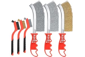 TOMOYUKI 6 Pieces Wire Brushes for Cleaning, Stainless Steel Carbon Brass Nylon Scrubbing Brushes for Wood, Drill, Cleaning Welding Slag, Bricks, Angle Grinder, Wire Brush for Rust Removal Tool