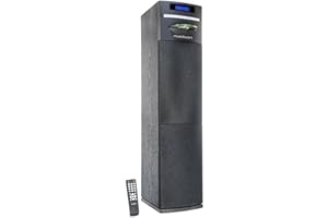 Madison - CENTER250-PLUS - Torre multimediale amplificata da 200W con lettore CD, DAB+, Bluetooth e USB - Legno nero