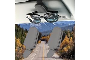 TIESOME Porta occhiali da sole per auto, 2 pezzi, supporto per occhiali da sole per auto, in pelle, magnetico, supporto per occhiali da sole (nero + grigio scuro)