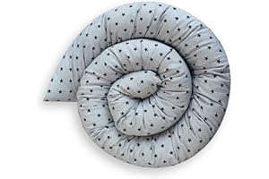 ‎BEBELOO Bebeloo Bettschlange Bettkissen Seitenschläferkissen Nackenrolle Schlafkissen Kuschelschlange Stillkissen Zierkissen Zugluftstopper Body Pillow Baumwolle (Sternchen Graphit, 140 cm)